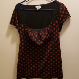 Black & Red Polka Dot & Lace Top